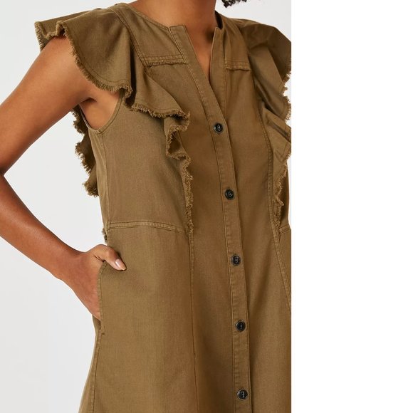 Anthropologie Pilcro Flutter-Sleeve Buttondown Tunic Dress - Picture 2 of 6